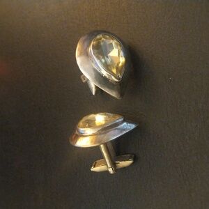 Sterling silver cufflinks w/ yellow stone